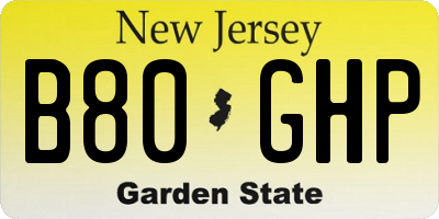 NJ license plate B80GHP