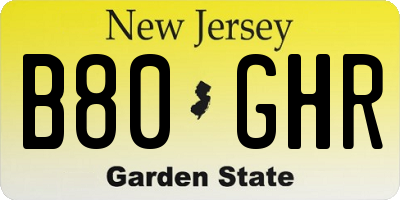 NJ license plate B80GHR