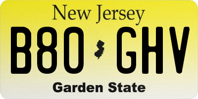 NJ license plate B80GHV