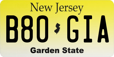 NJ license plate B80GIA