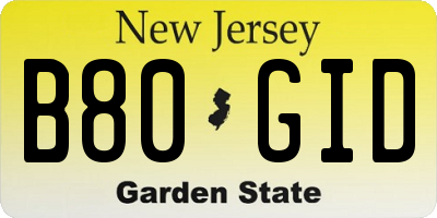 NJ license plate B80GID
