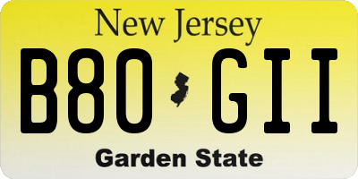 NJ license plate B80GII