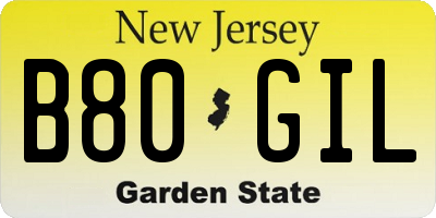 NJ license plate B80GIL