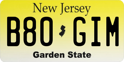 NJ license plate B80GIM