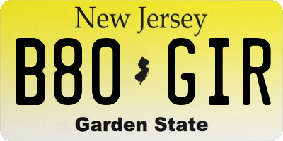 NJ license plate B80GIR