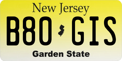 NJ license plate B80GIS