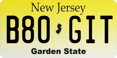 NJ license plate B80GIT