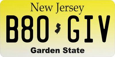 NJ license plate B80GIV