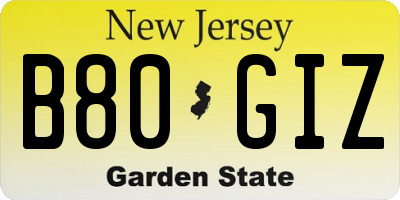 NJ license plate B80GIZ