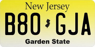NJ license plate B80GJA