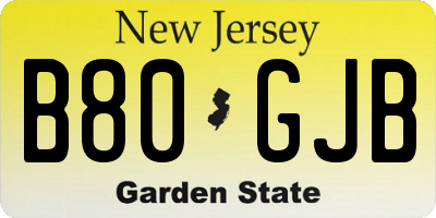 NJ license plate B80GJB
