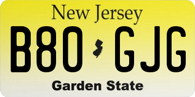NJ license plate B80GJG