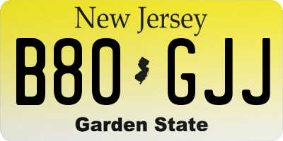 NJ license plate B80GJJ
