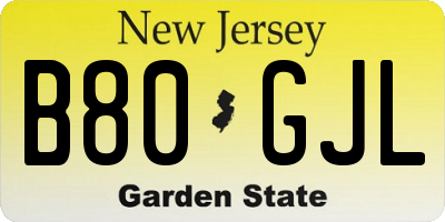 NJ license plate B80GJL