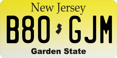 NJ license plate B80GJM