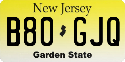 NJ license plate B80GJQ