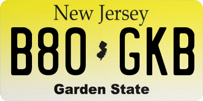 NJ license plate B80GKB