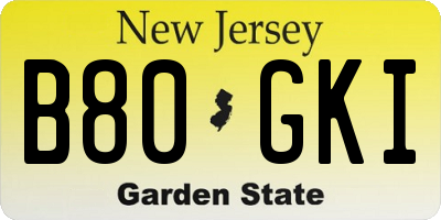 NJ license plate B80GKI