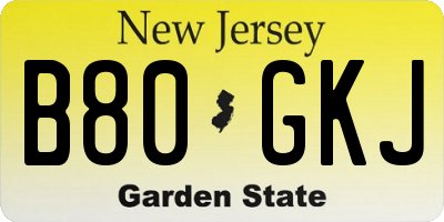 NJ license plate B80GKJ