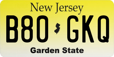 NJ license plate B80GKQ
