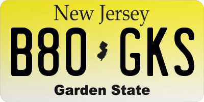 NJ license plate B80GKS