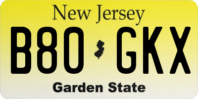 NJ license plate B80GKX