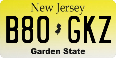 NJ license plate B80GKZ