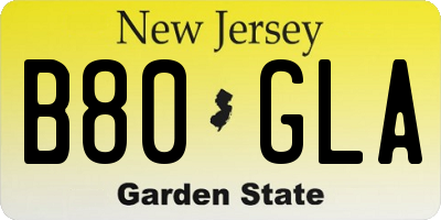 NJ license plate B80GLA