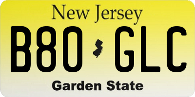 NJ license plate B80GLC