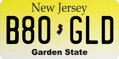 NJ license plate B80GLD