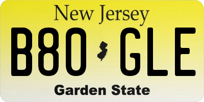 NJ license plate B80GLE