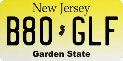 NJ license plate B80GLF