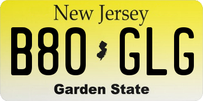NJ license plate B80GLG