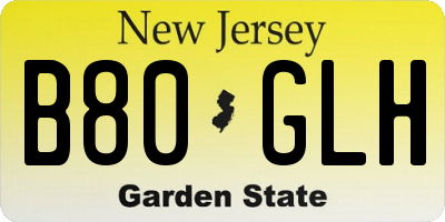 NJ license plate B80GLH