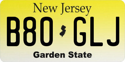 NJ license plate B80GLJ