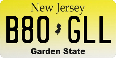 NJ license plate B80GLL