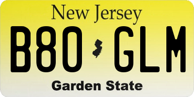 NJ license plate B80GLM