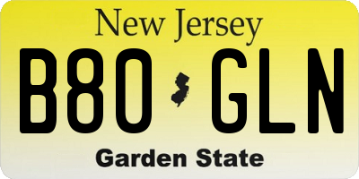 NJ license plate B80GLN