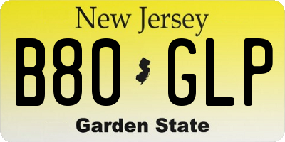 NJ license plate B80GLP