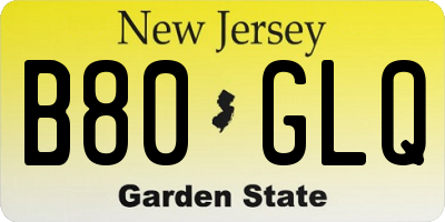 NJ license plate B80GLQ