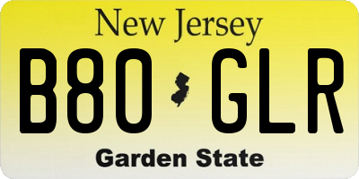 NJ license plate B80GLR