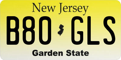 NJ license plate B80GLS