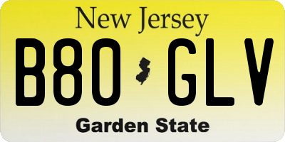 NJ license plate B80GLV