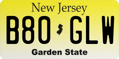 NJ license plate B80GLW