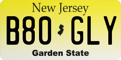 NJ license plate B80GLY