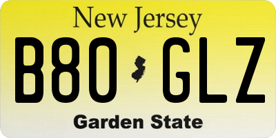 NJ license plate B80GLZ