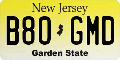 NJ license plate B80GMD