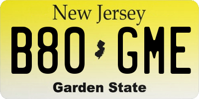 NJ license plate B80GME