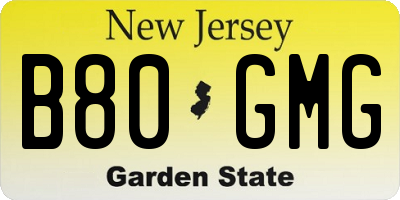 NJ license plate B80GMG