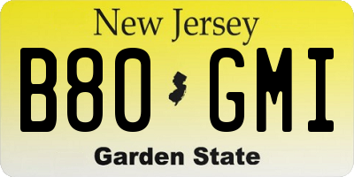 NJ license plate B80GMI